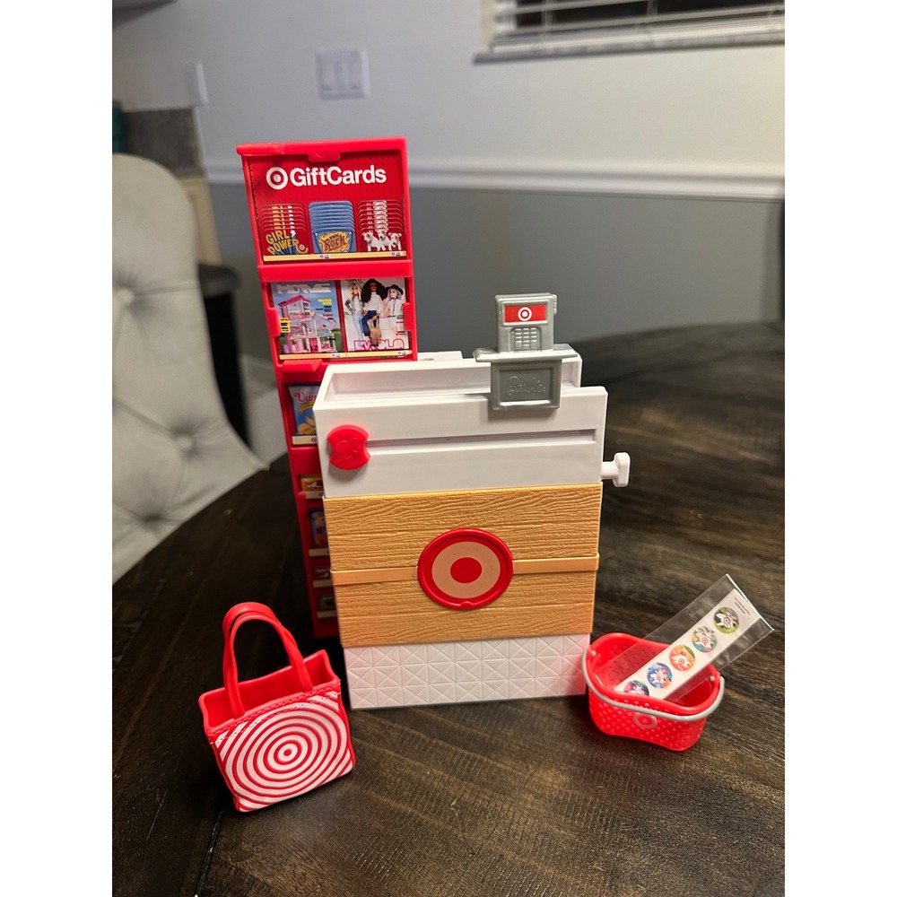 Barbie Target Checkout Stand Playset with Acc.‎ Gift Card Rack and Bag 2016